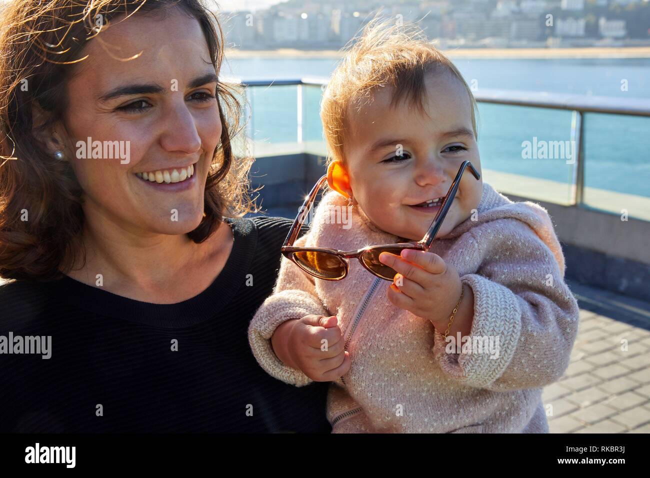 Mother and daughter, Donostia, San Sebastian, Gipuzkoa, Basque Country, Spain, Europe Stock Photo