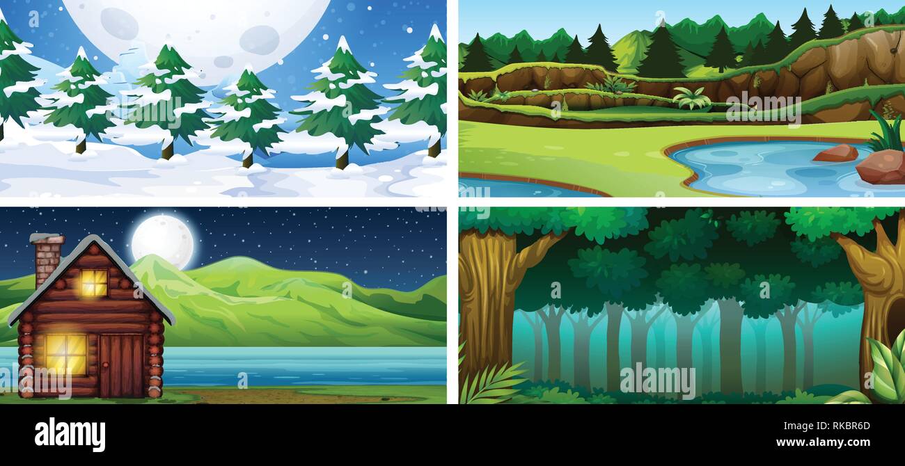 Set of nature landscape illustration Stock Vector Image & Art - Alamy