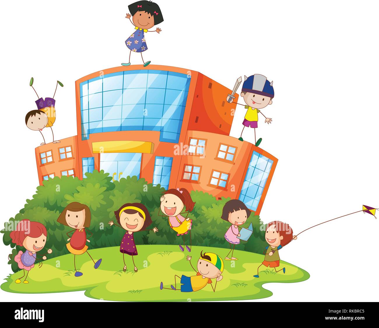 Children playing at school illustration Stock Vector Image & Art - Alamy