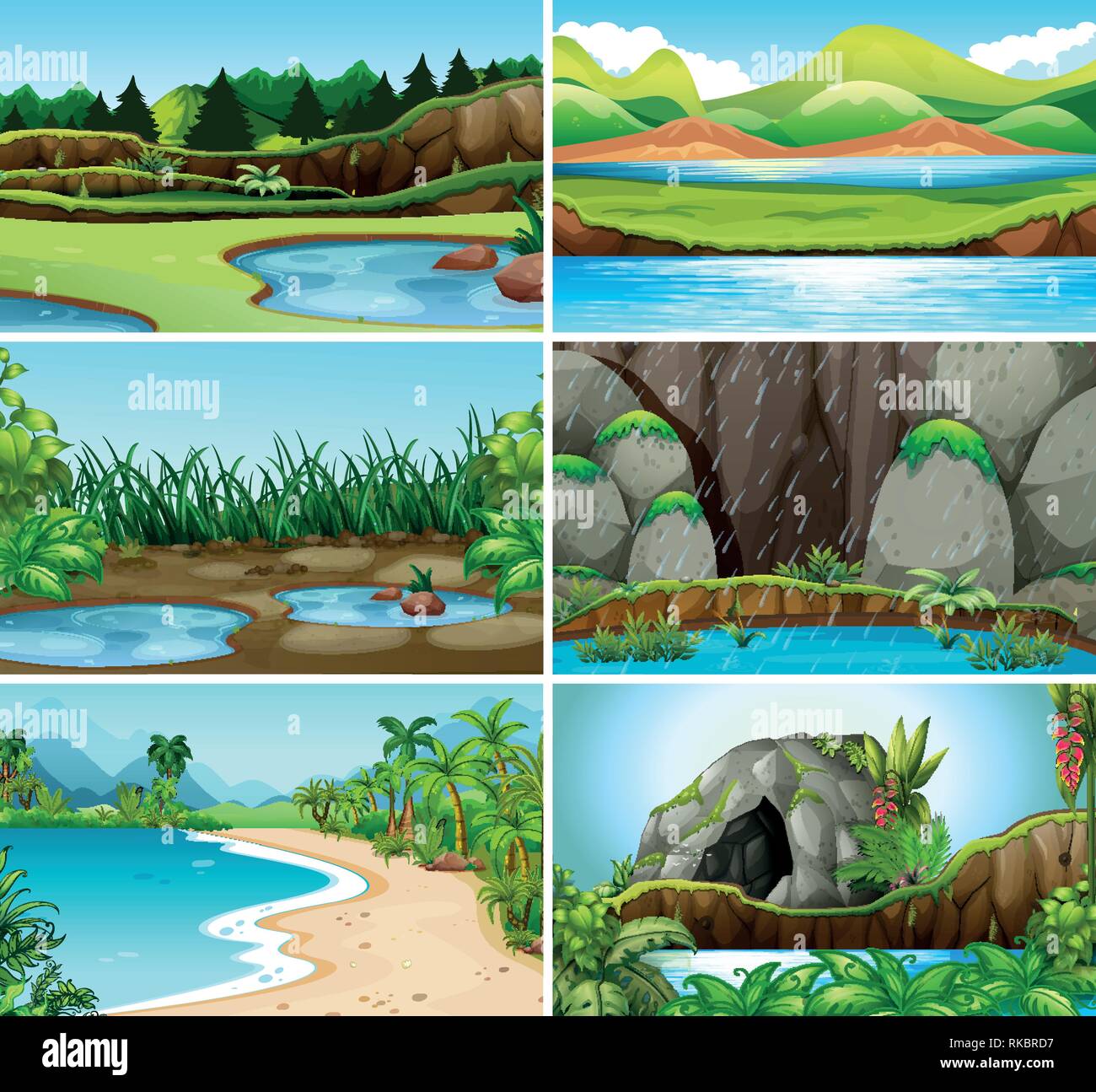 Set of nature landscape illustration Stock Vector Image & Art - Alamy