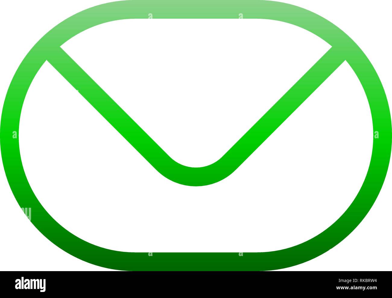 Mail symbol icon - green gradient outline rounded, isolated - vector ...