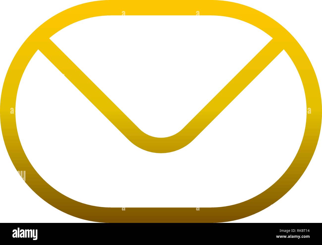 Mail symbol icon - golden gradient outline rounded, isolated - vector ...