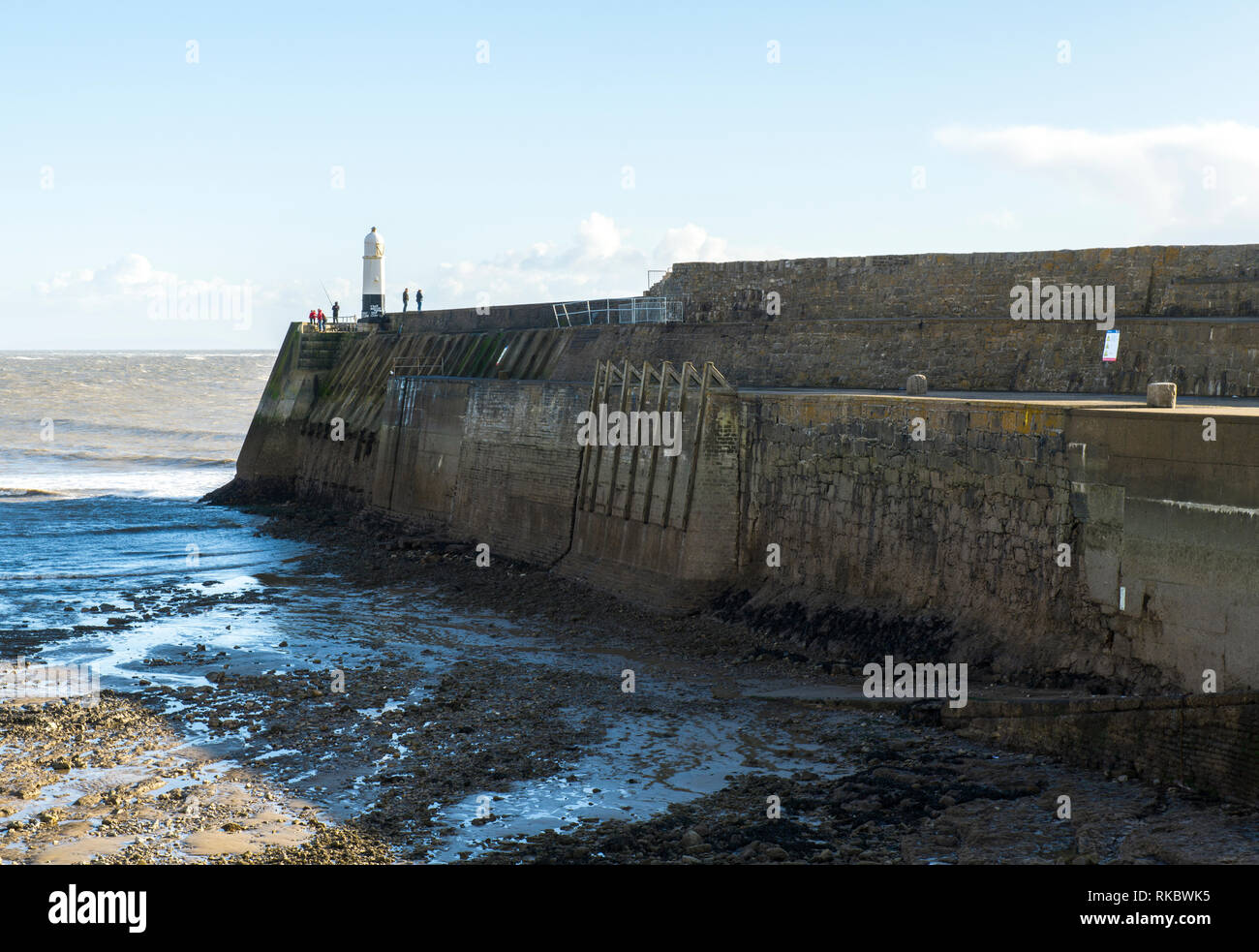 Porthcawl Harbour Wall Stock Photo