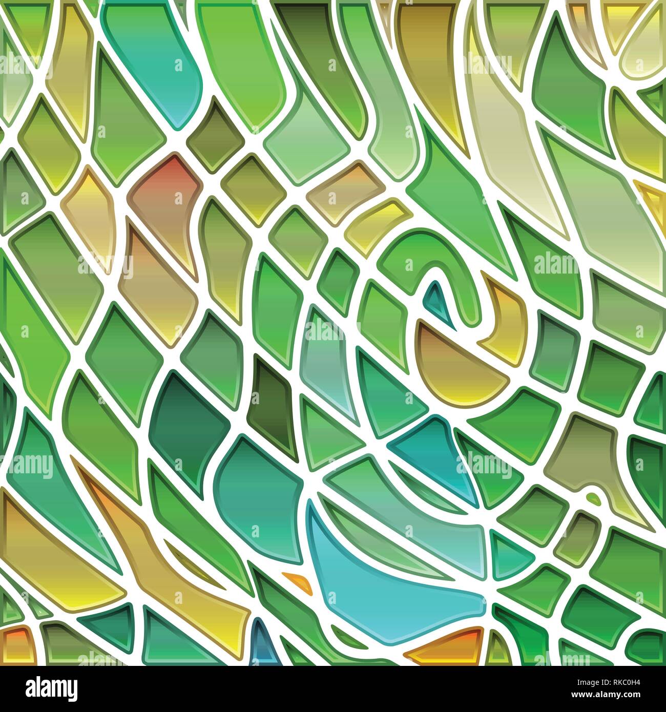 abstract vector stained-glass mosaic background - green and brown Stock ...