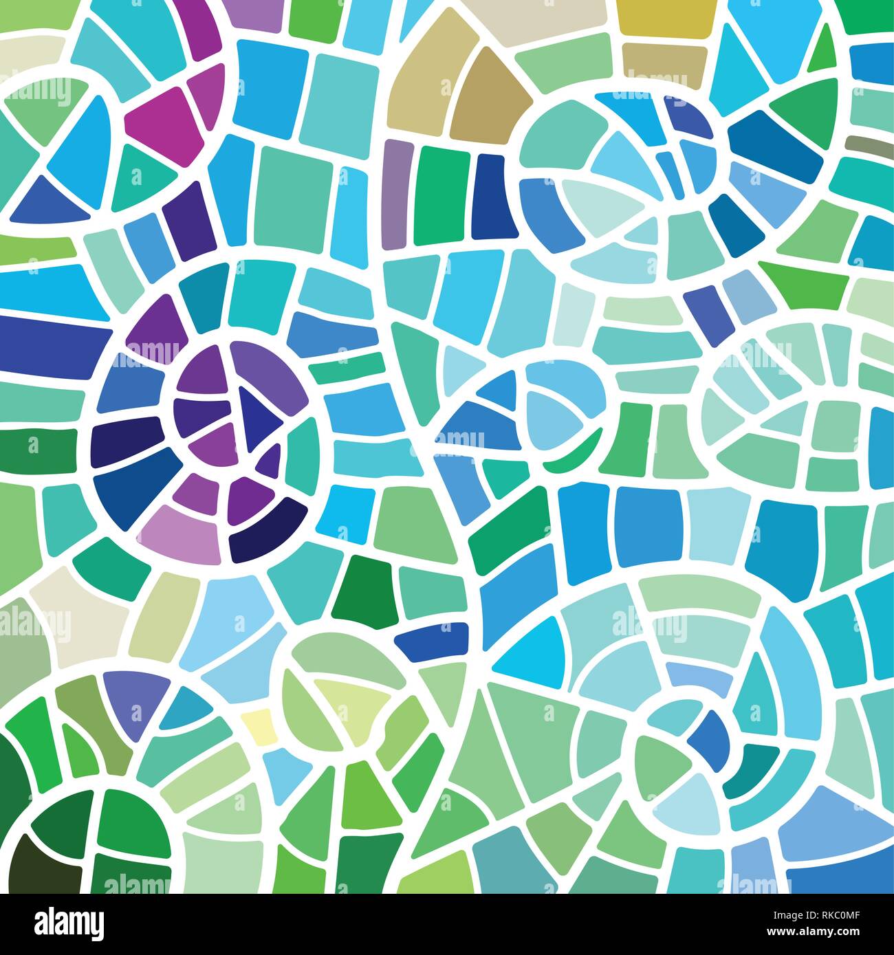 abstract vector stained-glass mosaic background - green and blue Stock ...