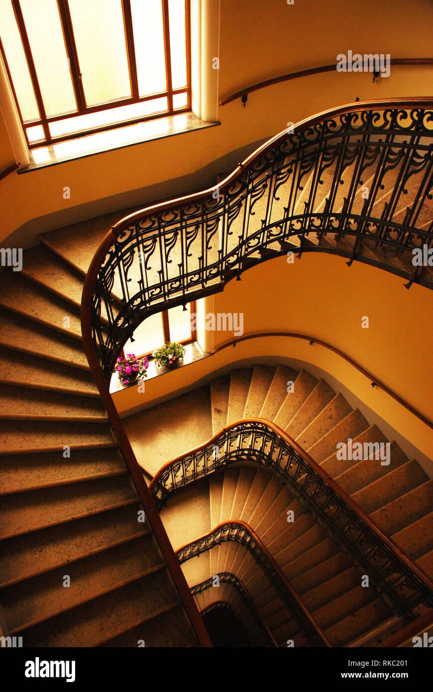Staircase in Art Nouveau Apartment Block, Vienna, Austria Stock Photo ...