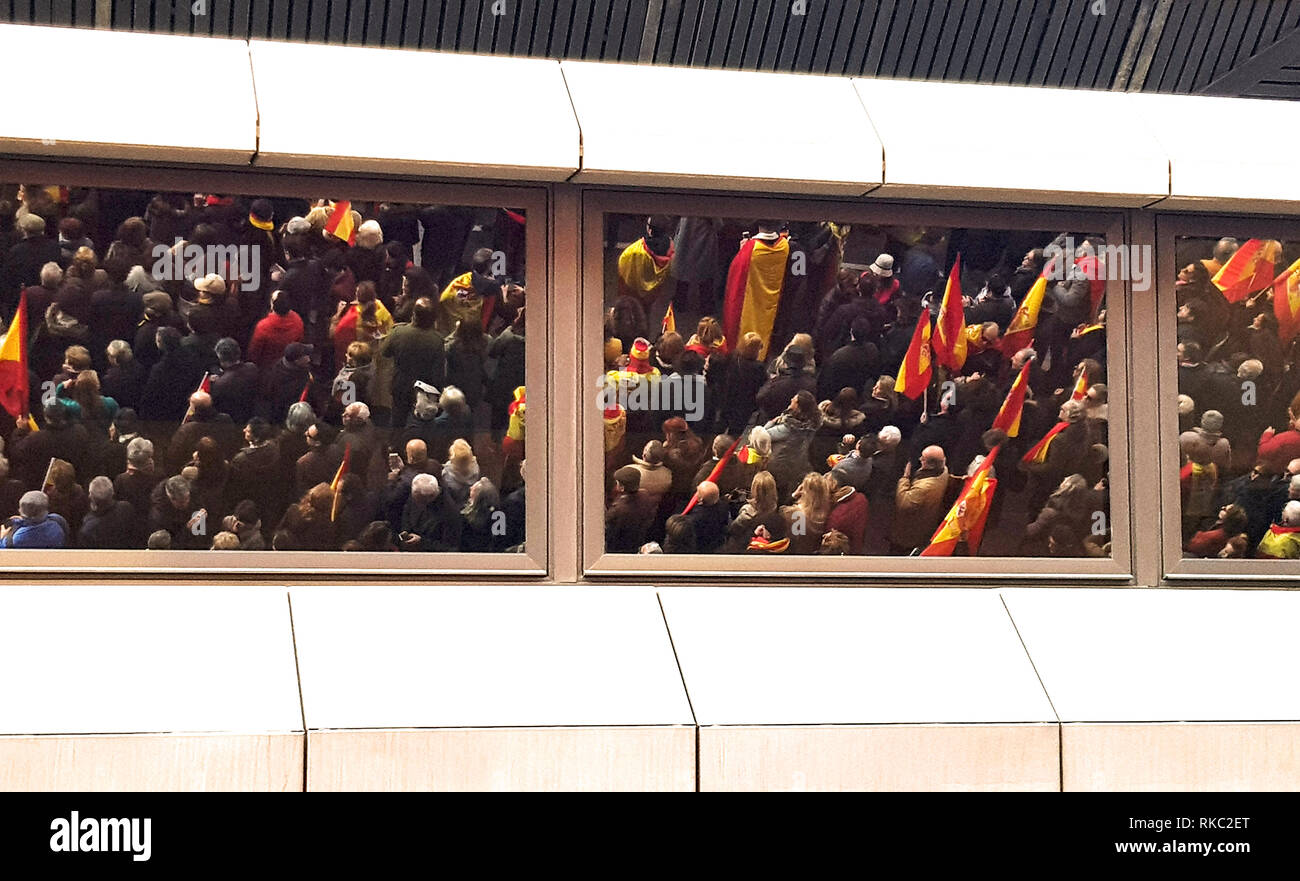 Demonstration in Madrid against the current government and for a united Spain of all Spaniards and against separatism. Stock Photo