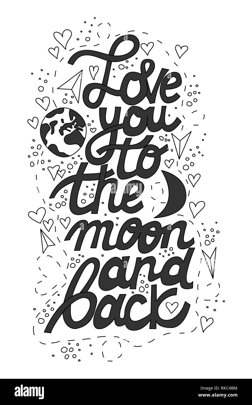 Love you to the moon and back lettering Stock Vector Image & Art Alamy