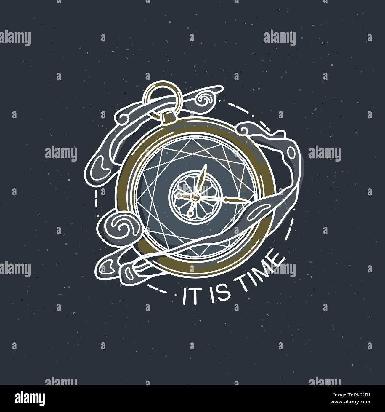 It is time. Vintage illustration of thin line clock timer icon. Vector ...