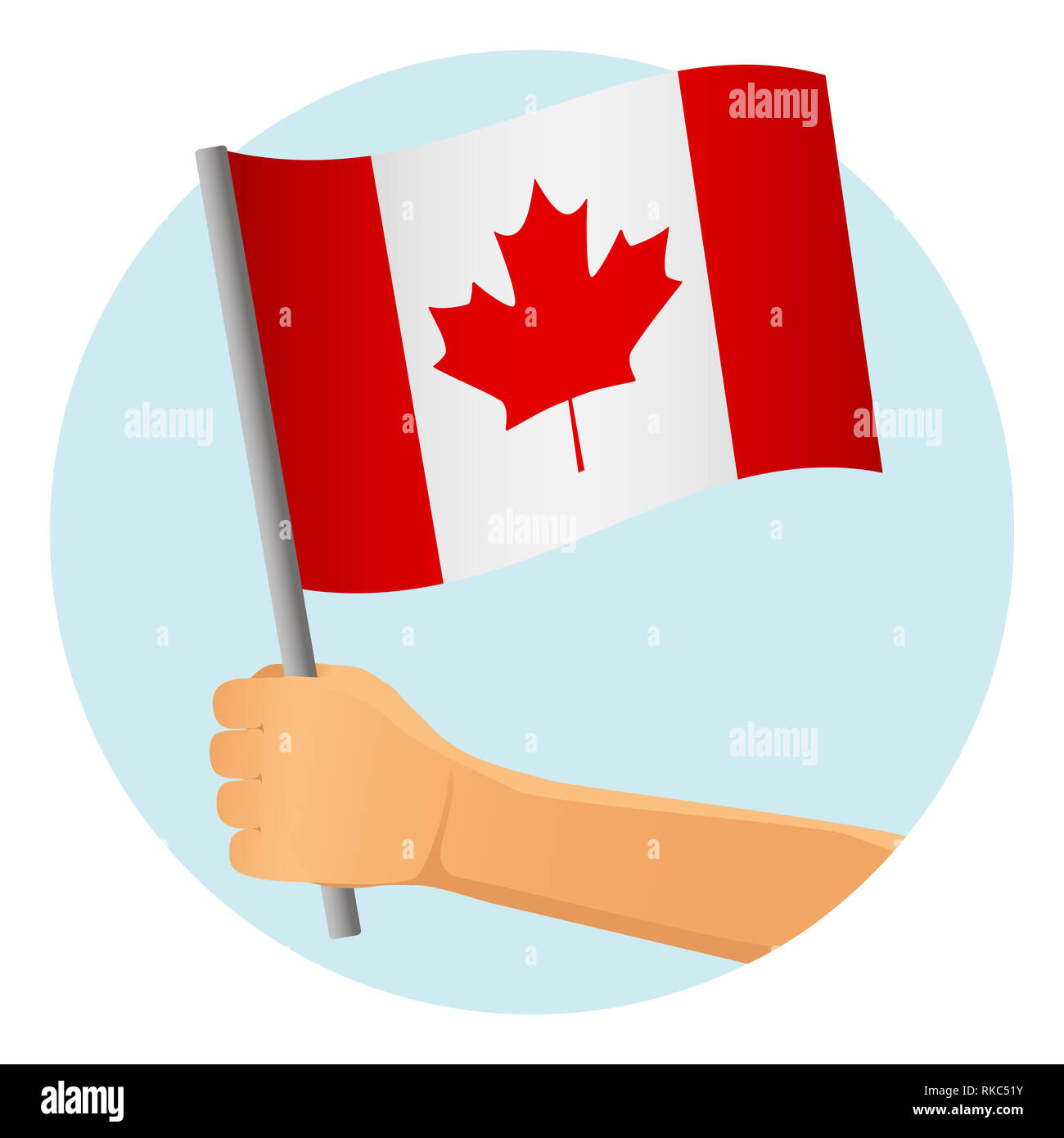 Canada flag in hand. Patriotic background. National flag of Canada  illustration Stock Photo