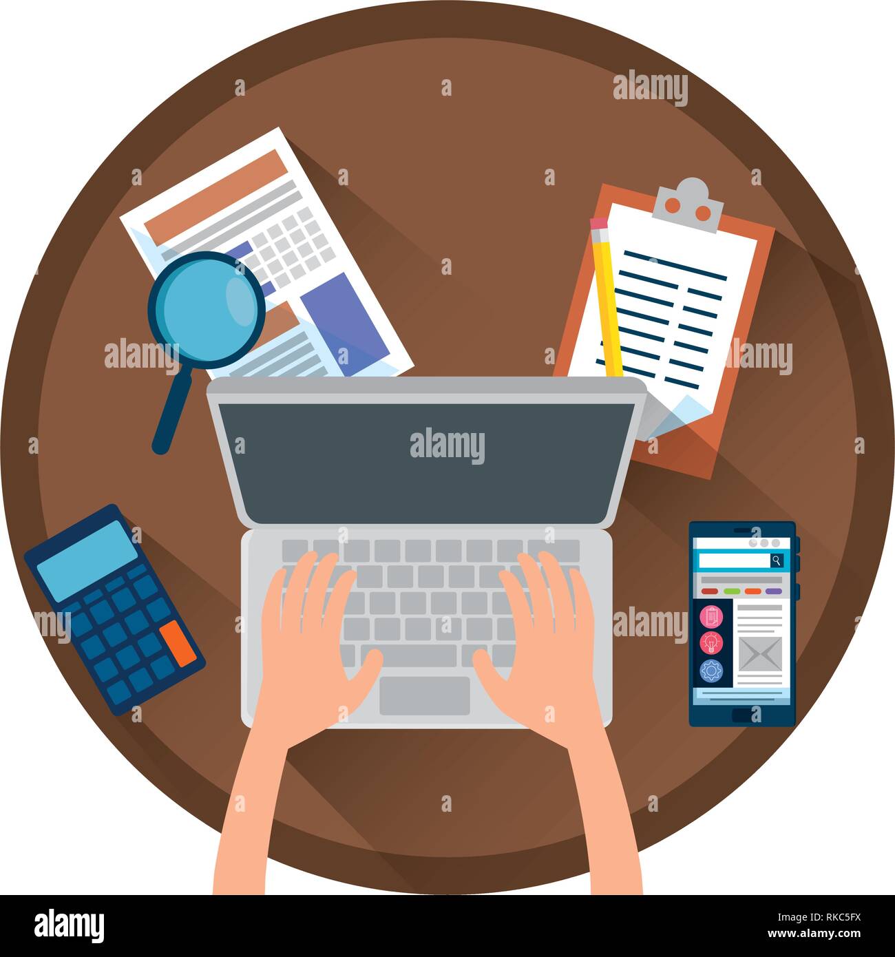 Vector Hands Using Computer hands using laptop in workplace vector illustration design Stock Vector ...