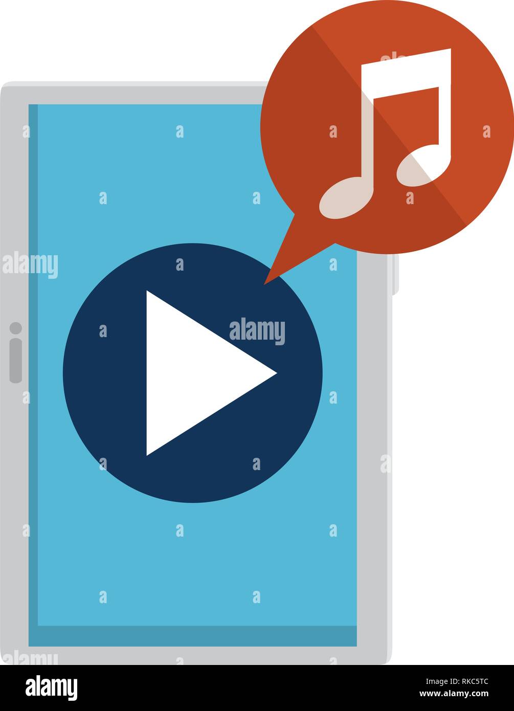 smartphone with media player and music note vector illustration design ...