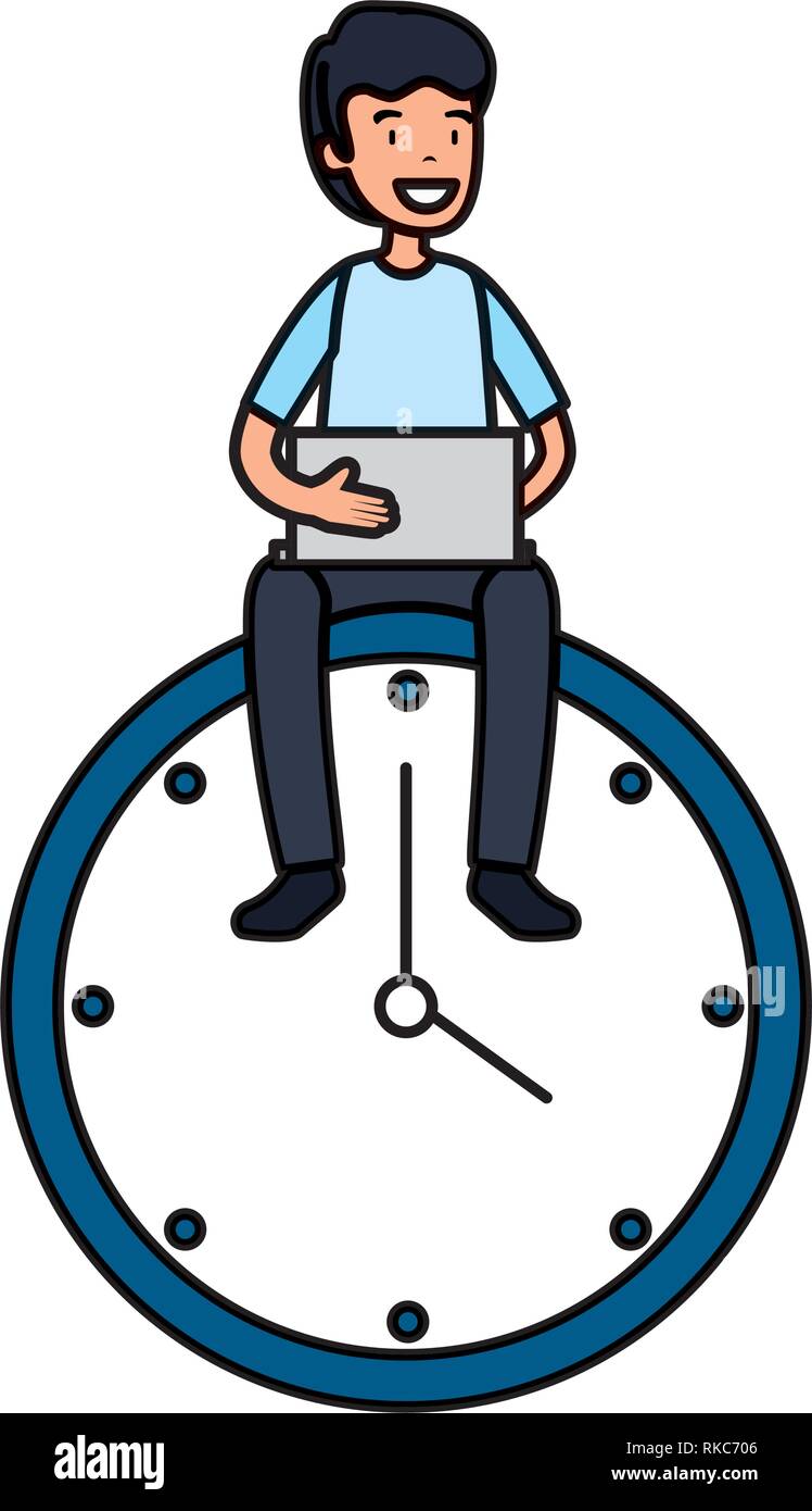 man with time clock vector illustration design Stock Vector Image & Art ...
