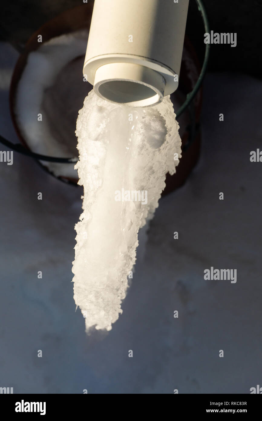 Furnace exhaust vent with Icicle from dripping water Stock Photo Alamy