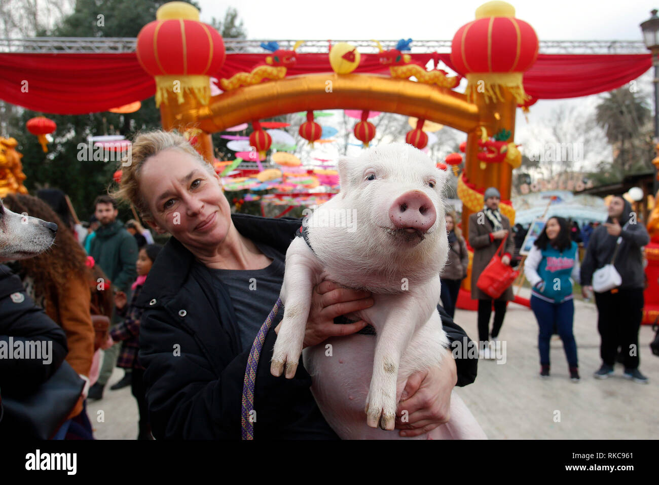 Rome, Italy. 10th Feb 2019. A Roma leading a pig, the symbol of this ...