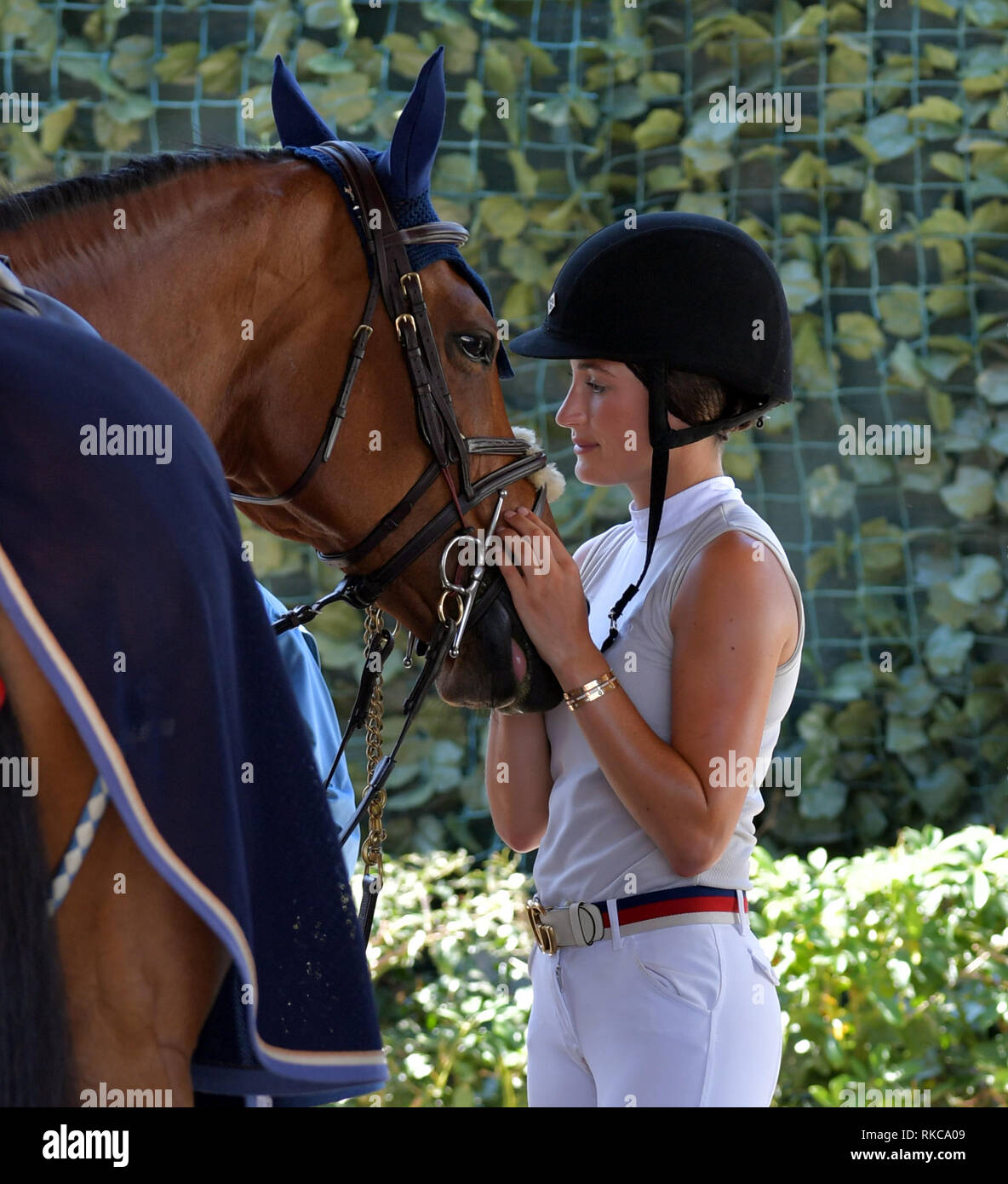 WEST PLAM BEACH, FL - MARCH 01: (EXCLUSIVE COVERAGE) Jessica Rae  Springsteen Is Happiest In The Saddle, always smiling and always happy  anytime she is anywhere near her horse. She is the