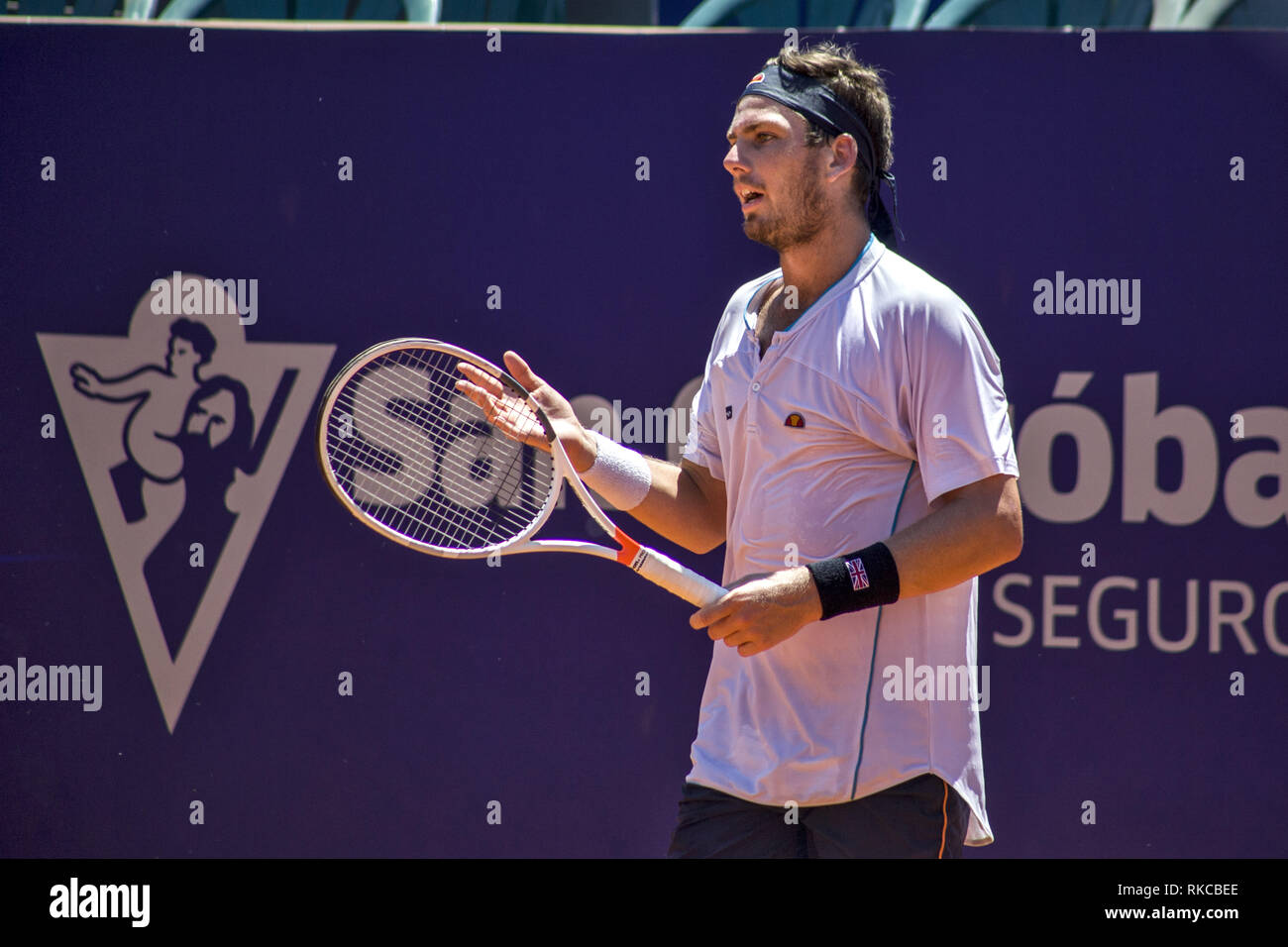 Buenos Aires, Argentina. 10th Feb, 2019. The qualifying round continues on its second date this Sunday 10th with the matches between the British Cameron Norrie and the Brazilian Rogerio Dutra Silva with a victory of the Brazilian in 6-7; 7-6; 6-2.In the picture the British Cameron Norrie. Credit: Roberto Almeida Aveledo/ZUMA Wire/Alamy Live News Stock Photo