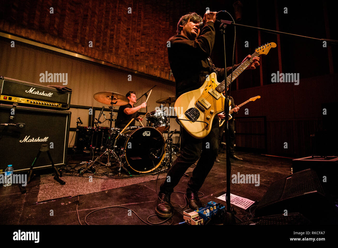 Cambridge, UK. 10th February, 2019. Conrad Keely of American indie art rock band ...And You Will Know Us by the Trail of Dead performs live at Storey’s Field Centre in Eddington celebrating 20 years of the album Madonna. Richard Etteridge / Alamy Live News Stock Photo