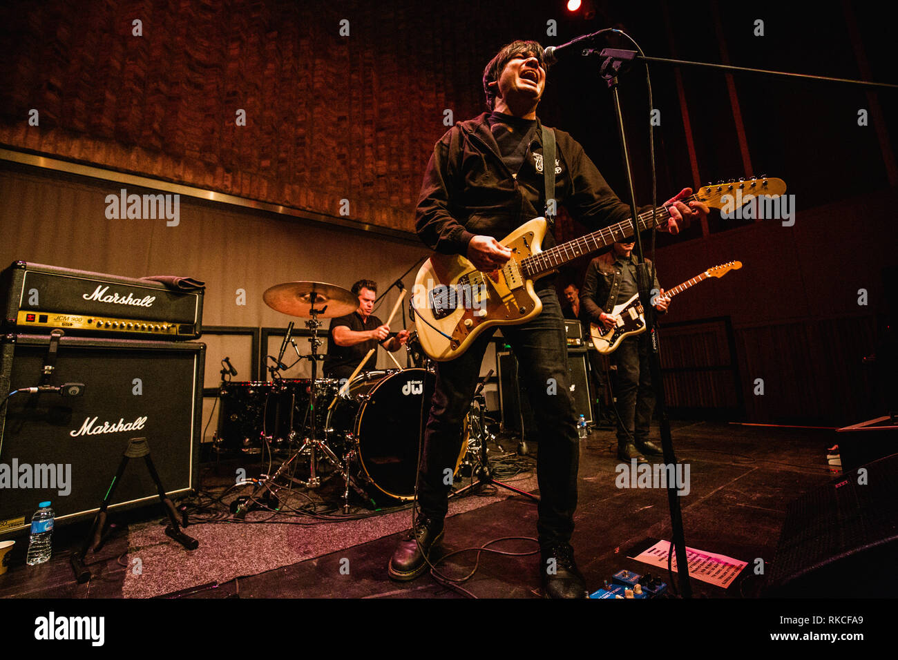 Cambridge, UK. 10th February, 2019. Conrad Keely of American indie art rock band ...And You Will Know Us by the Trail of Dead performs live at Storey’s Field Centre in Eddington celebrating 20 years of the album Madonna. Richard Etteridge / Alamy Live News Stock Photo