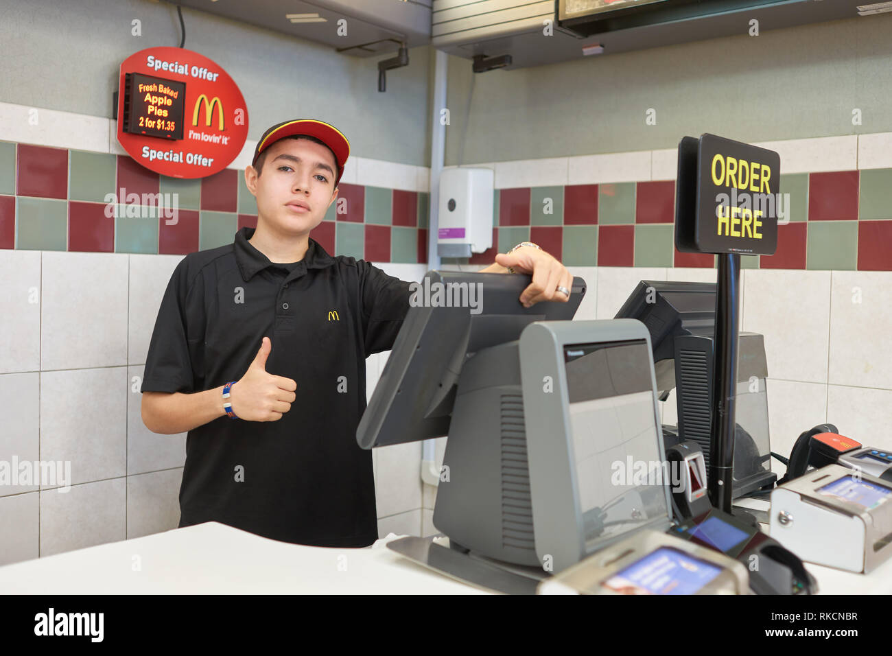 JERSEY CITY, NJ CIRCA MARCH, 2016 inside of McDonald's restaurant