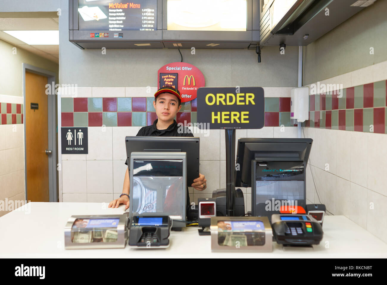 JERSEY CITY, NJ CIRCA MARCH, 2016 inside of McDonald's restaurant