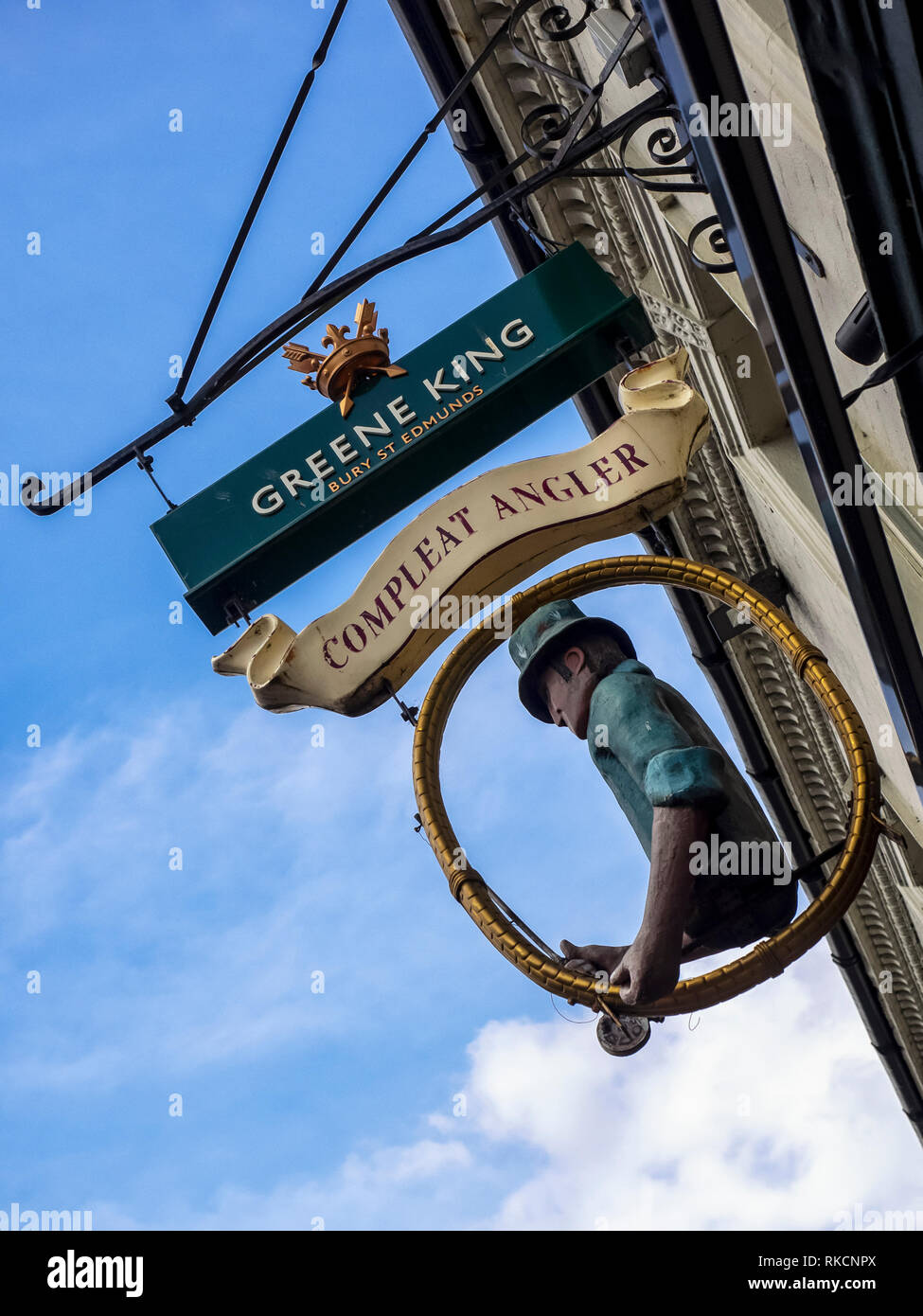 NORWICH, NORFOLK:  Sign for the Compleat Angler Pub in Prince of Wales Road Stock Photo