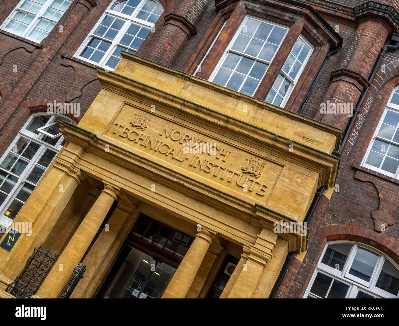 NORWICH, NORFOLK:  Sign above Norwich Technical Institute in St George's Street Stock Photo