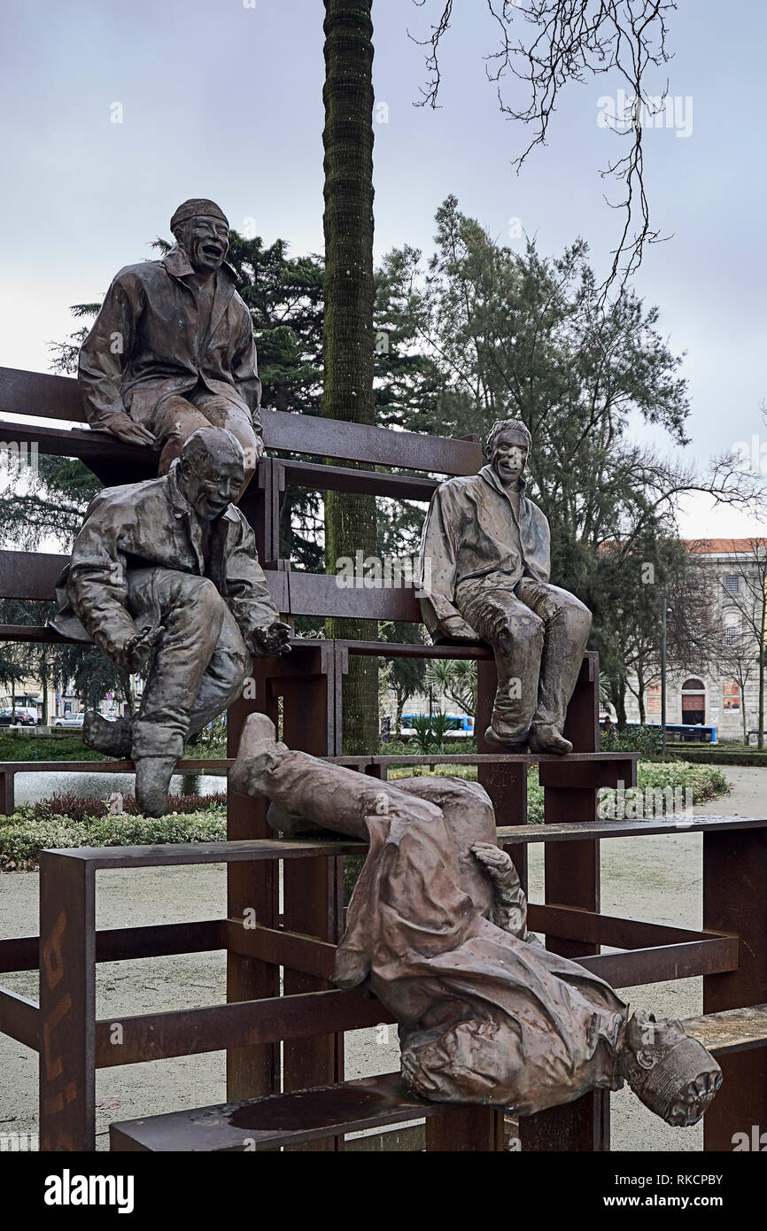 Bronze sculptures, in memory of the Liberals executed in May and October 1829 in Plaza Nueva (now Plaza de la Libertad) in Porto, Portugal Stock Photo