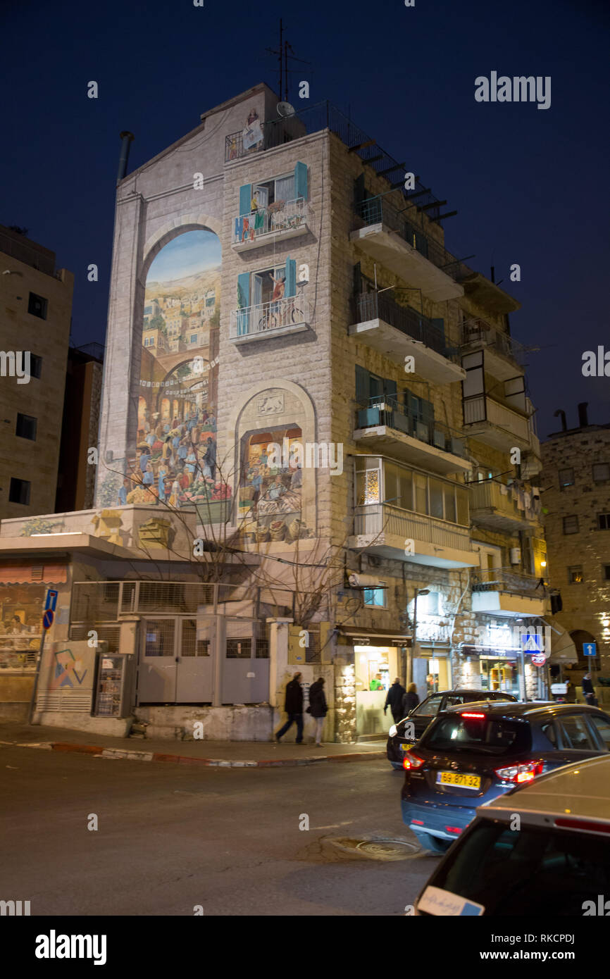 House with grafitti in center of Jerusalem Stock Photo