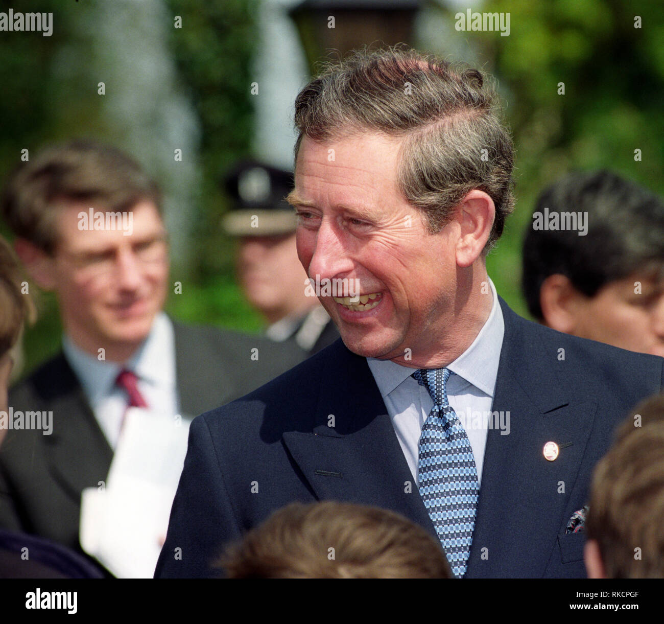 Royal visit to Sutton Scotney, Hampshire, England, UK by Royal Highness The Prince Charles Arthur George Prince of Wales and Earl of Chester, Duke of Cornwall, Duke of Rothesay on Wednesday 22nd April 1998 Stock Photo