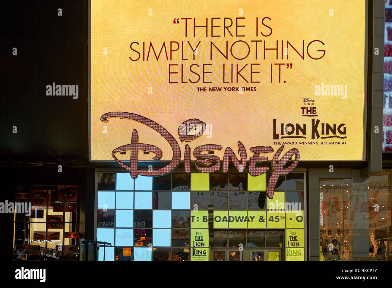 NEW YORK CIRCA MARCH, 2016 Times Square Disney Store at night