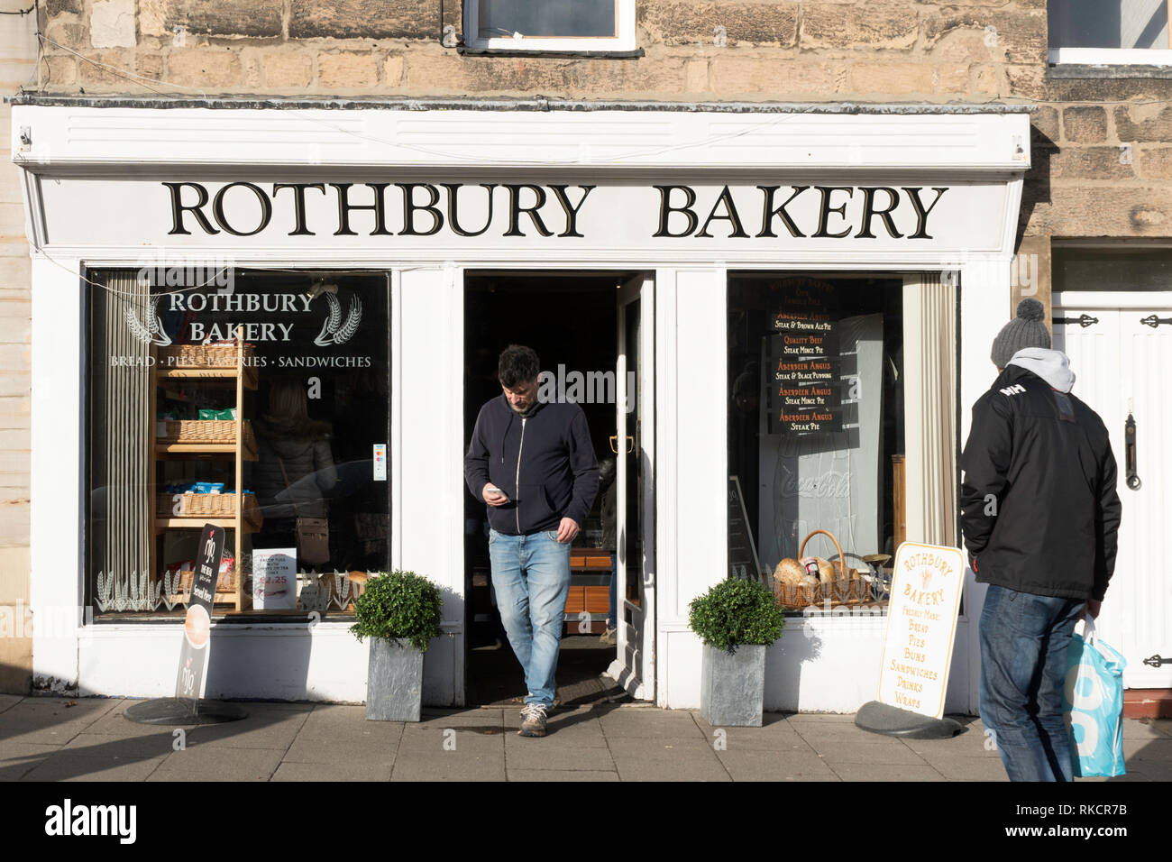 Village shop, Rothbury Bakery, Rothbury, Northumberland, England, UK Stock Photo