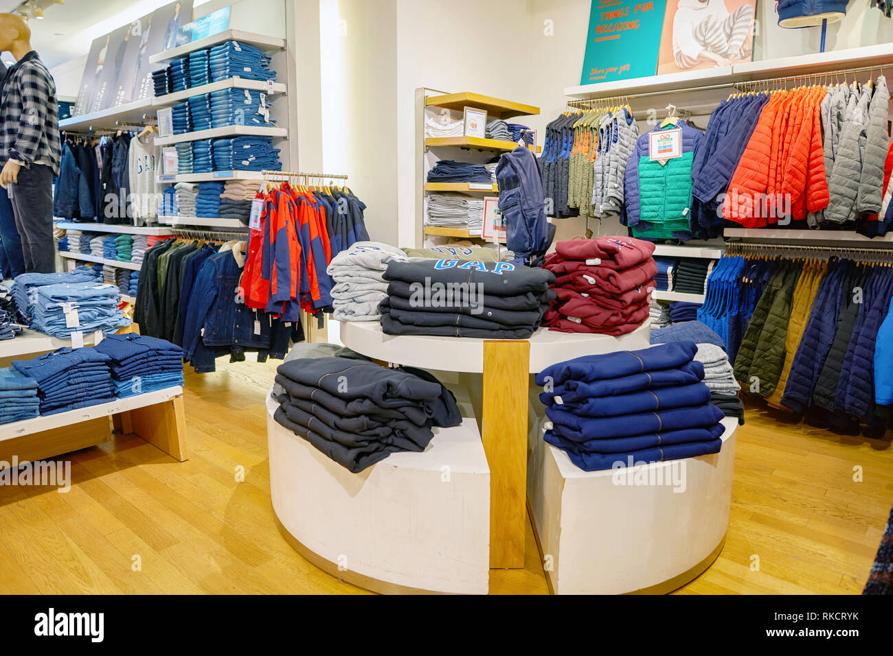 HONG KONG - CIRCA NOVEMBER, 2016: inside GAP store in Hong Kong. The Gap,  Inc. is an American worldwide clothing and accessories retailer Stock Photo  - Alamy