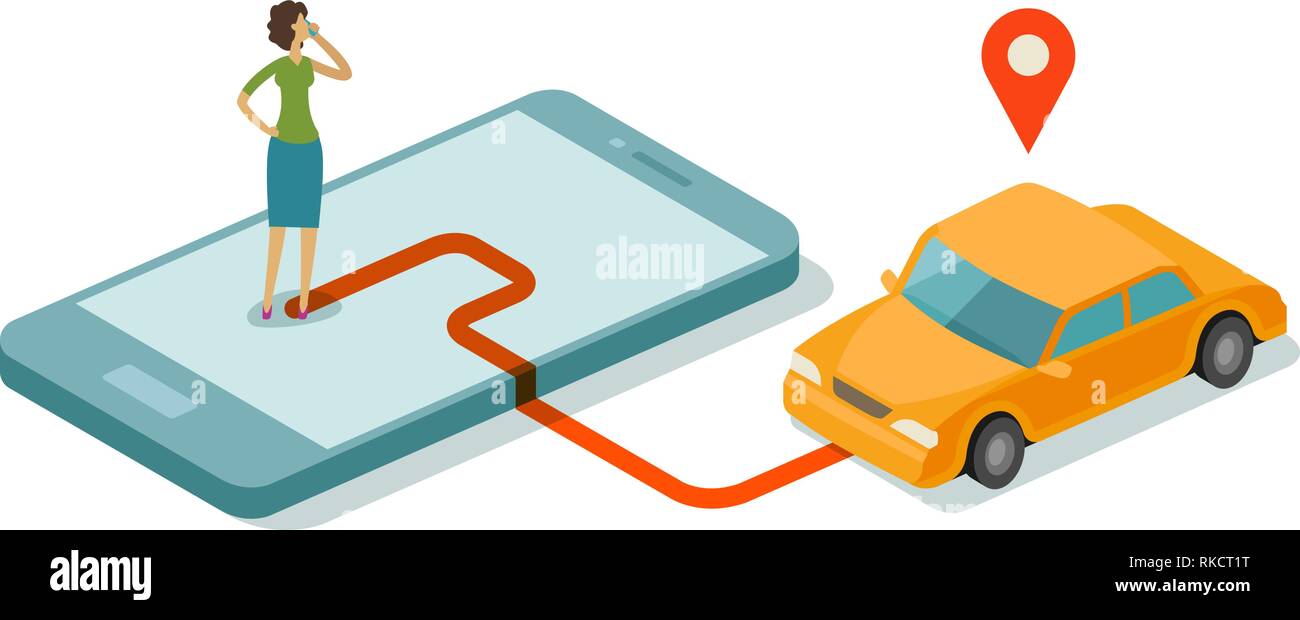 Taxi service for mobile internet app. Flat, vector illustration Stock Vector