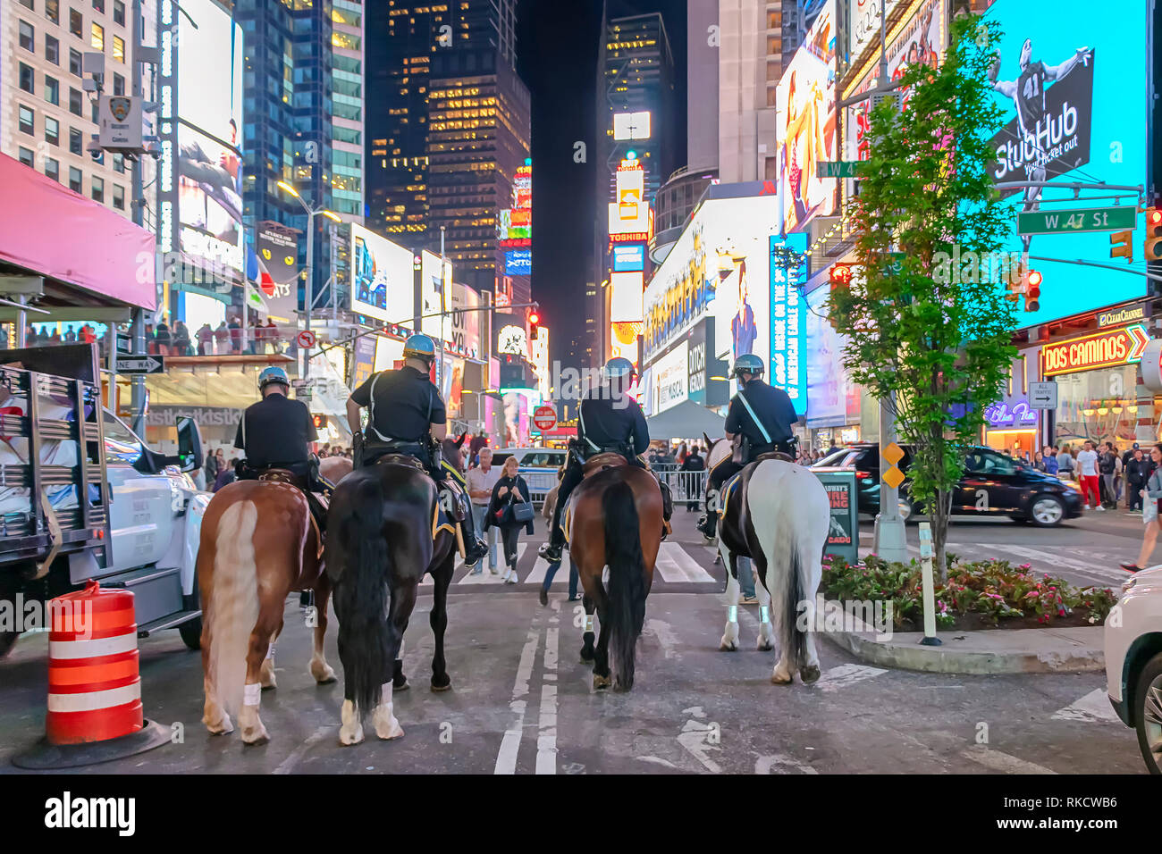 NYPD police officers on horseback in Times Square, New York City ...