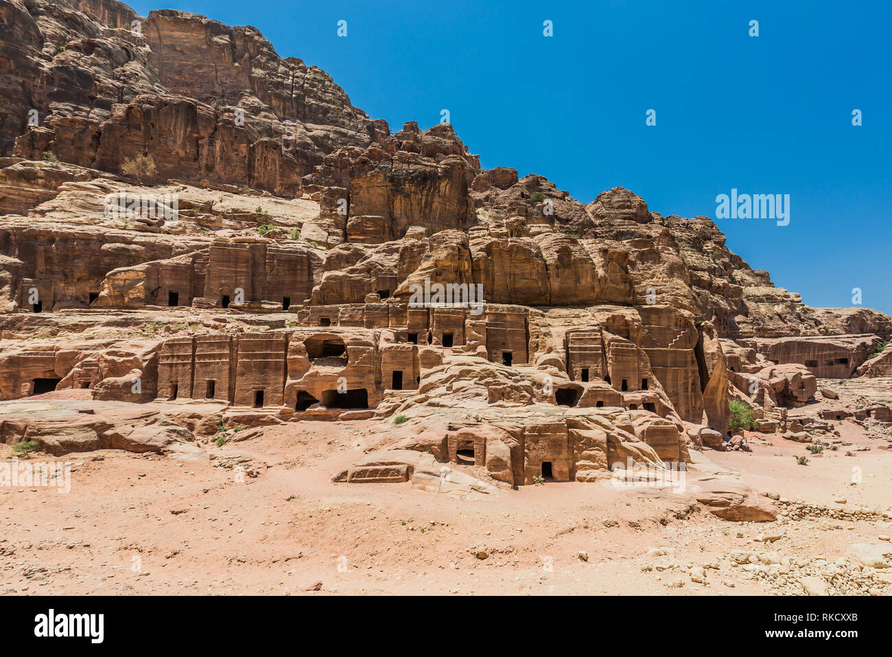 Street of Facades in Nabatean Petra Jordan middle east Stock Photo