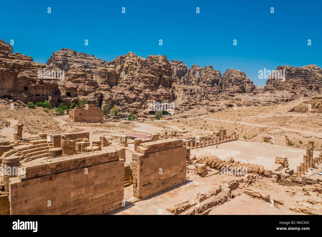 roman temple in Nabatean Petra Jordan middle east Stock Photo
