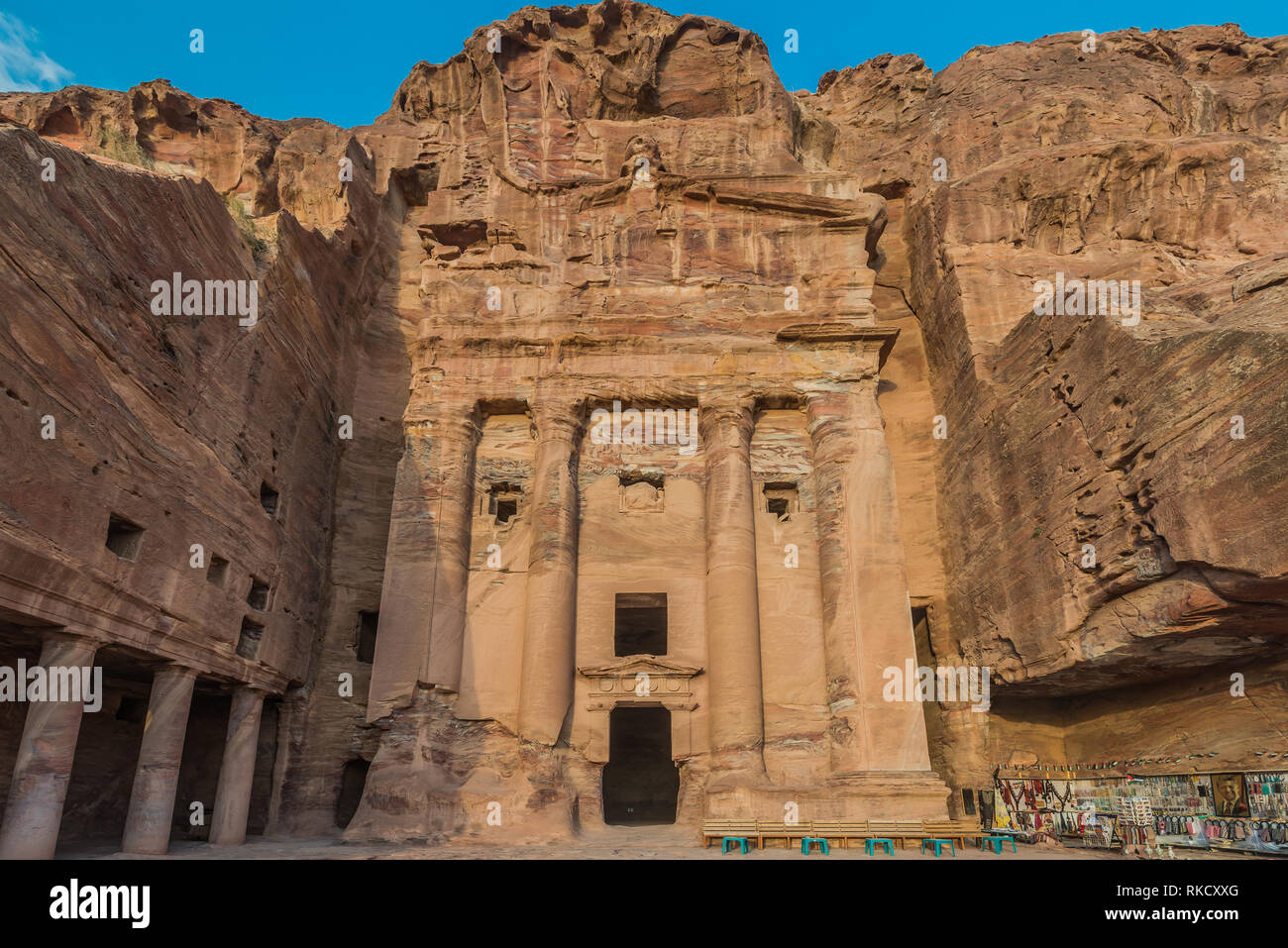 Petra , Jordan - May 10, 2013:  Urn Tomb in Nabatean Petra Jordan middle east Stock Photo