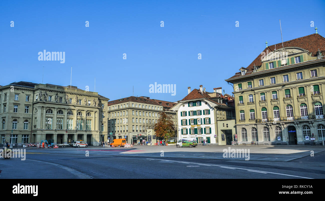 Bern, Switzerland - Oct 22, 2018. Old street of downtown in Bern ...