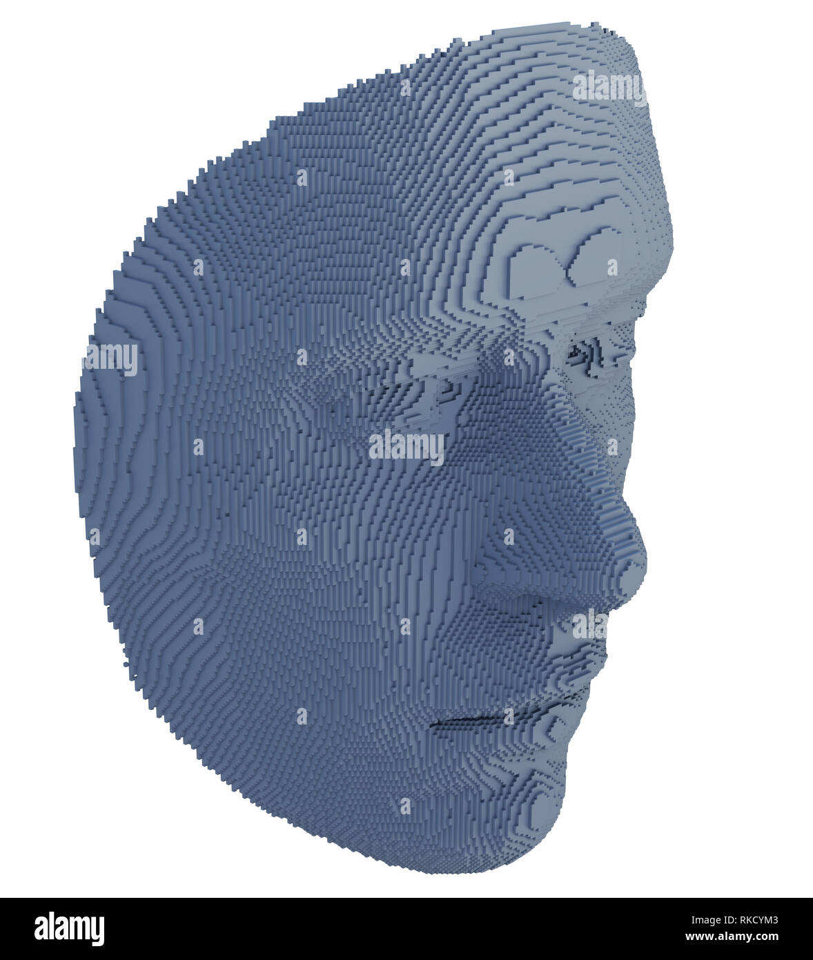 Abstract human face constructing from cubes Stock Photo