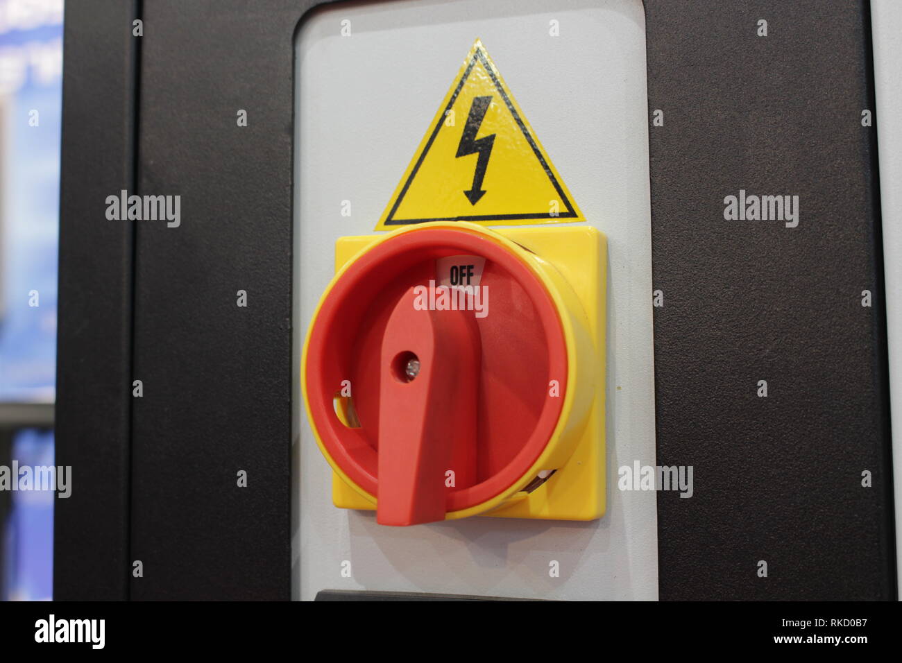red high voltage on off switch for industrial machine Stock Photo
