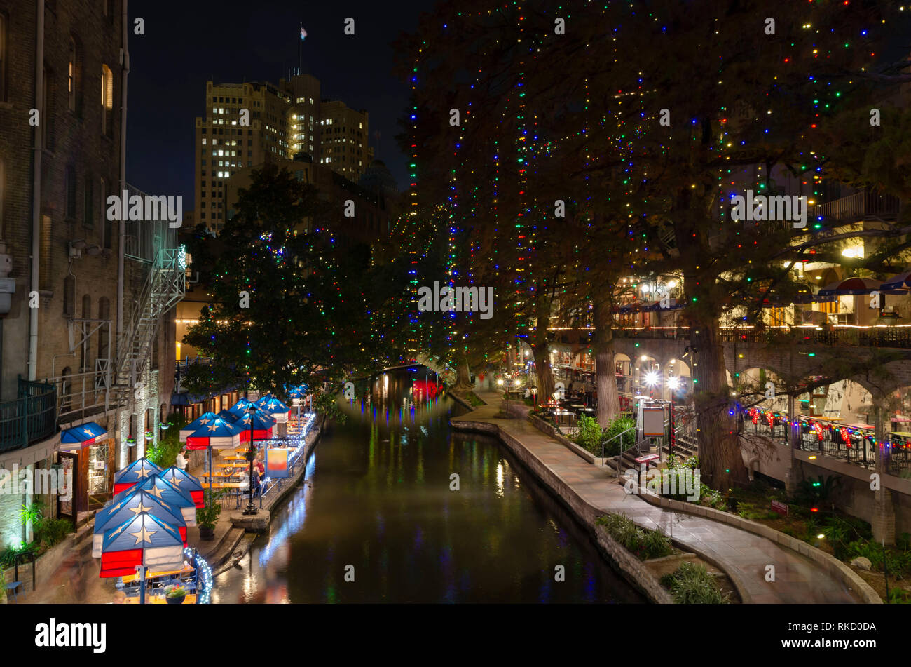 riverwalk at night Stock Photo