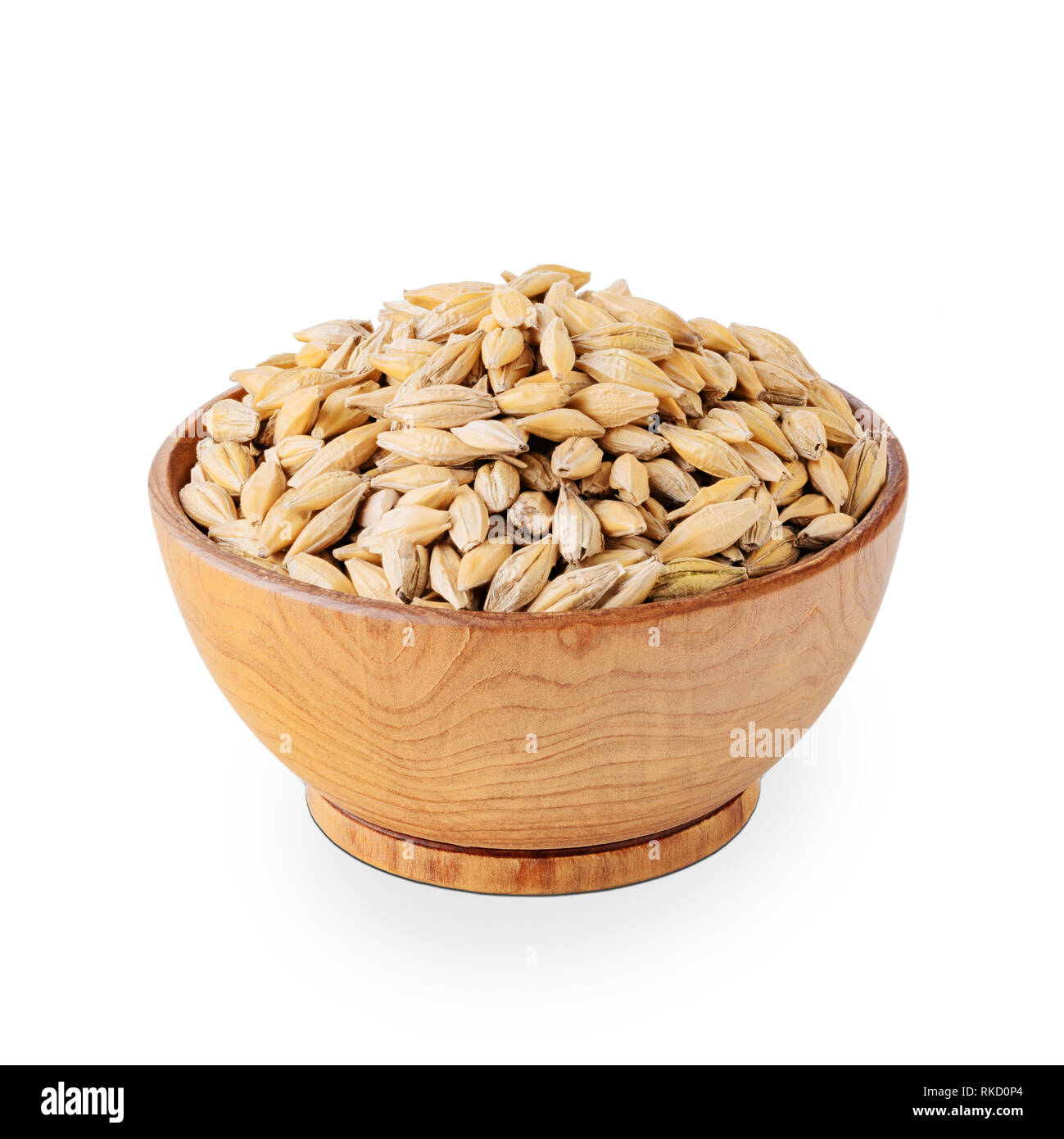 Bowl of barley seeds isolated on white background Stock Photo