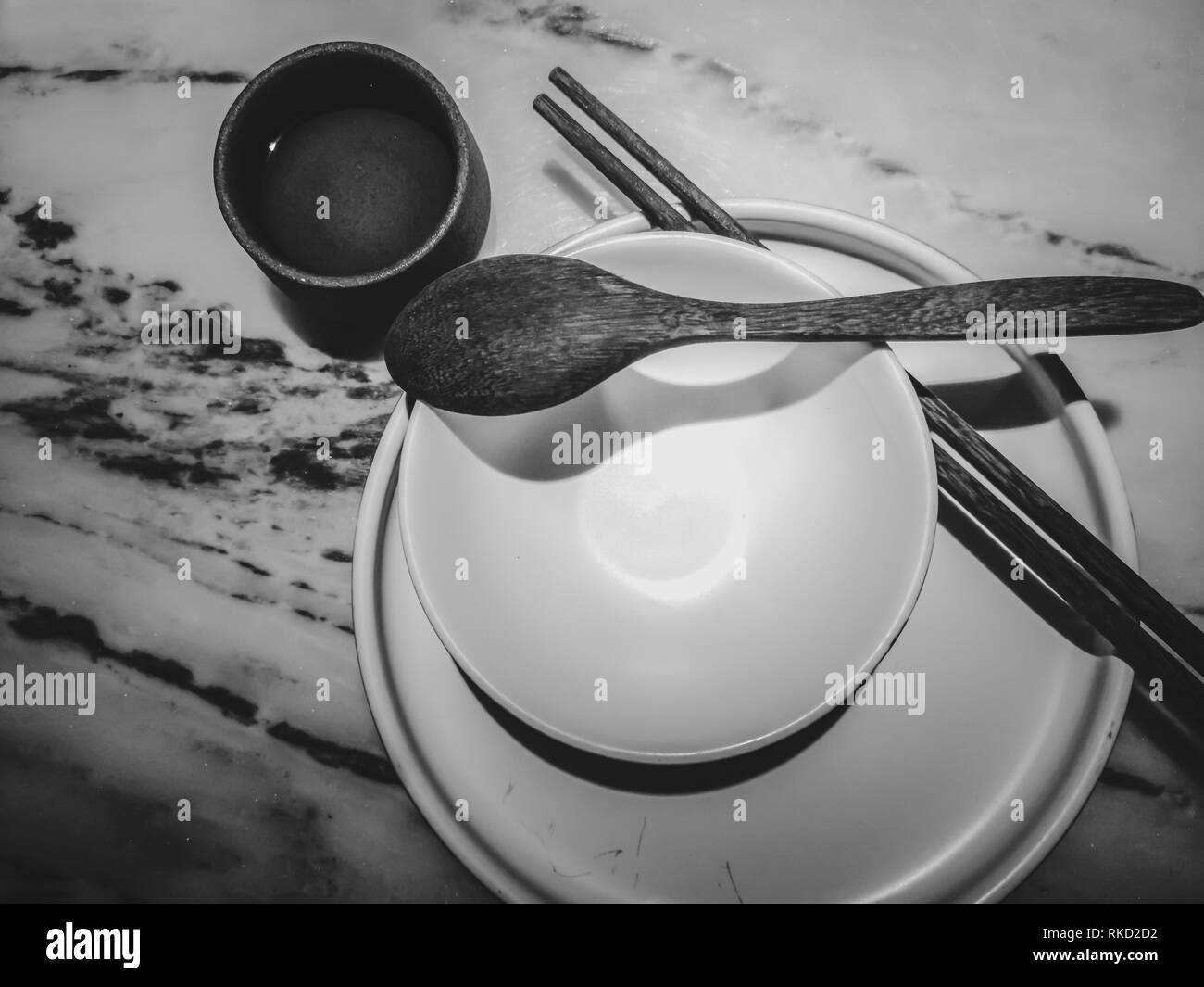 Chinese Traditional Tableware with Black and White color Stock Photo ...