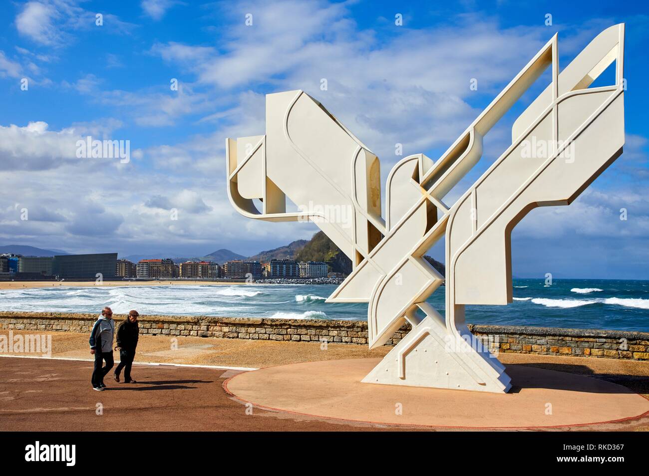 ´Paloma de la Paz´ by Nestor Basterretxea, Zurriola beach, Donostia, San Sebastian, Gipuzkoa, Basque Country, Spain, Europe Stock Photo