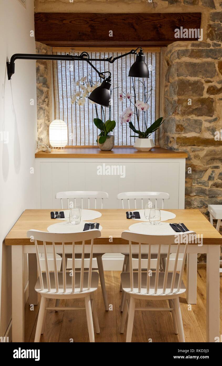Interior decoration of restaurant, Oñati, Gipuzkoa, Basque Country, Spain, Europe Stock Photo