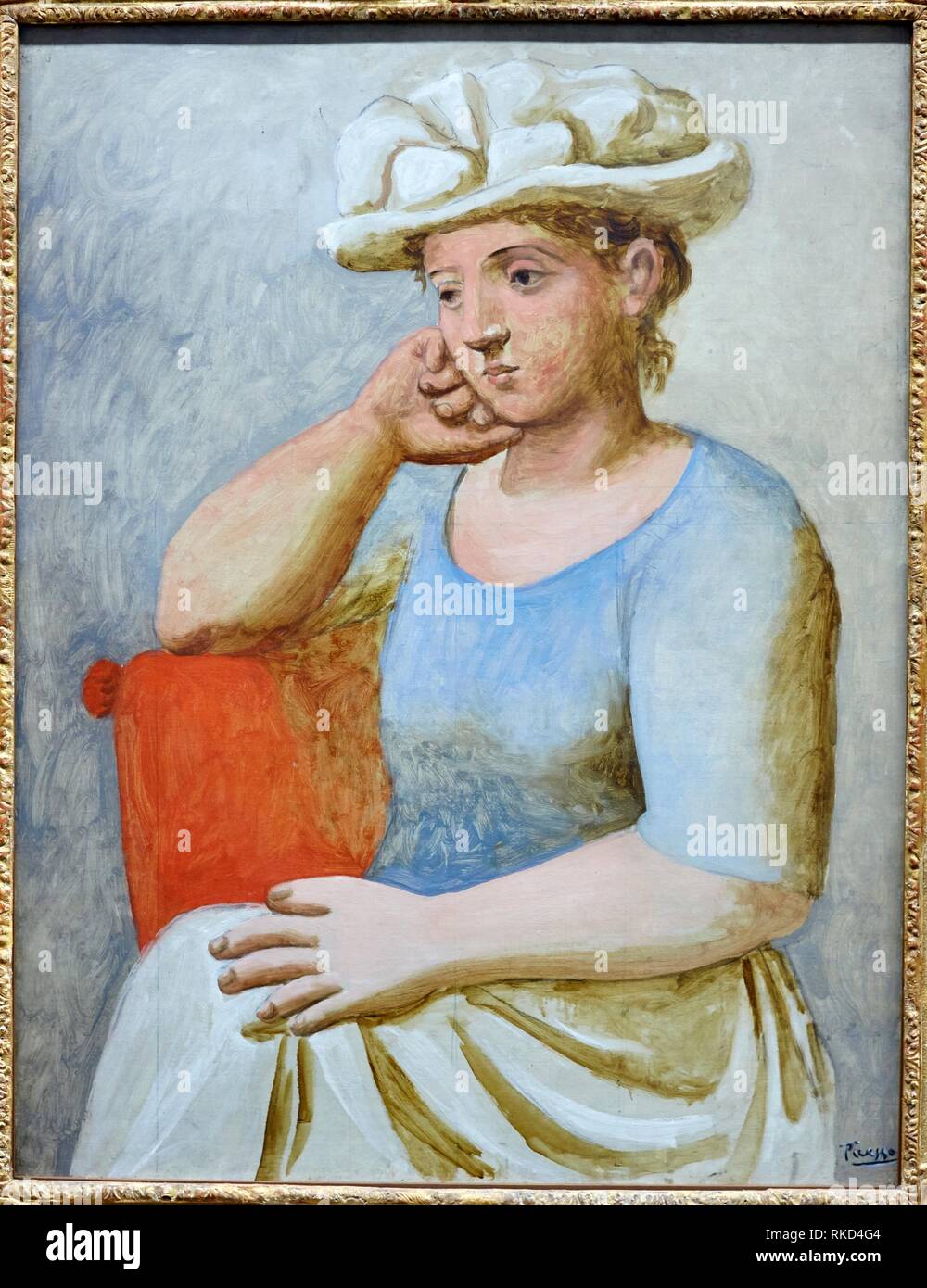 '''Femme au chapeau blanc'', Pablo Picasso, Musee de L'Orangerie, Tuileries, Paris, France Stock Photo