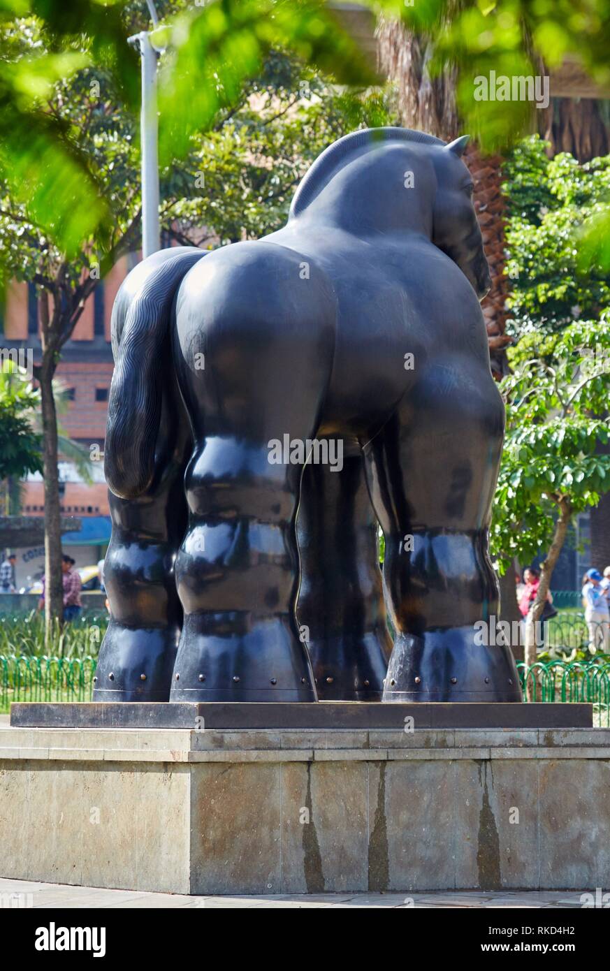 '''Caballo'' Sculpture by Fernando Botero, Plaza Fernando Botero, Medellin, Antioquia, Colombia, South America Stock Photo