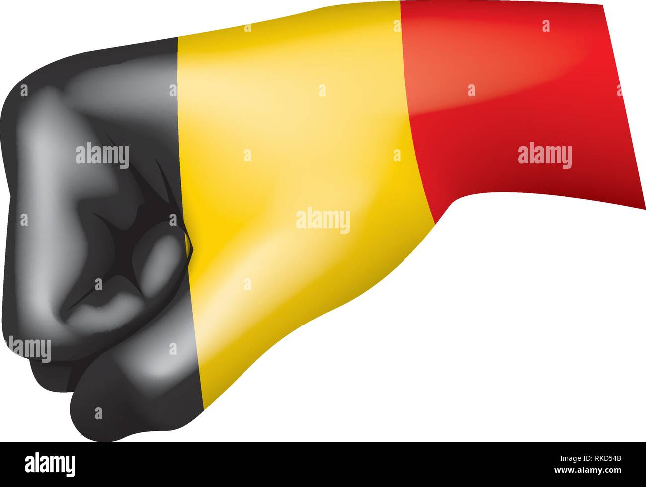 Belgium flag and hand on white background. Vector illustration Stock ...