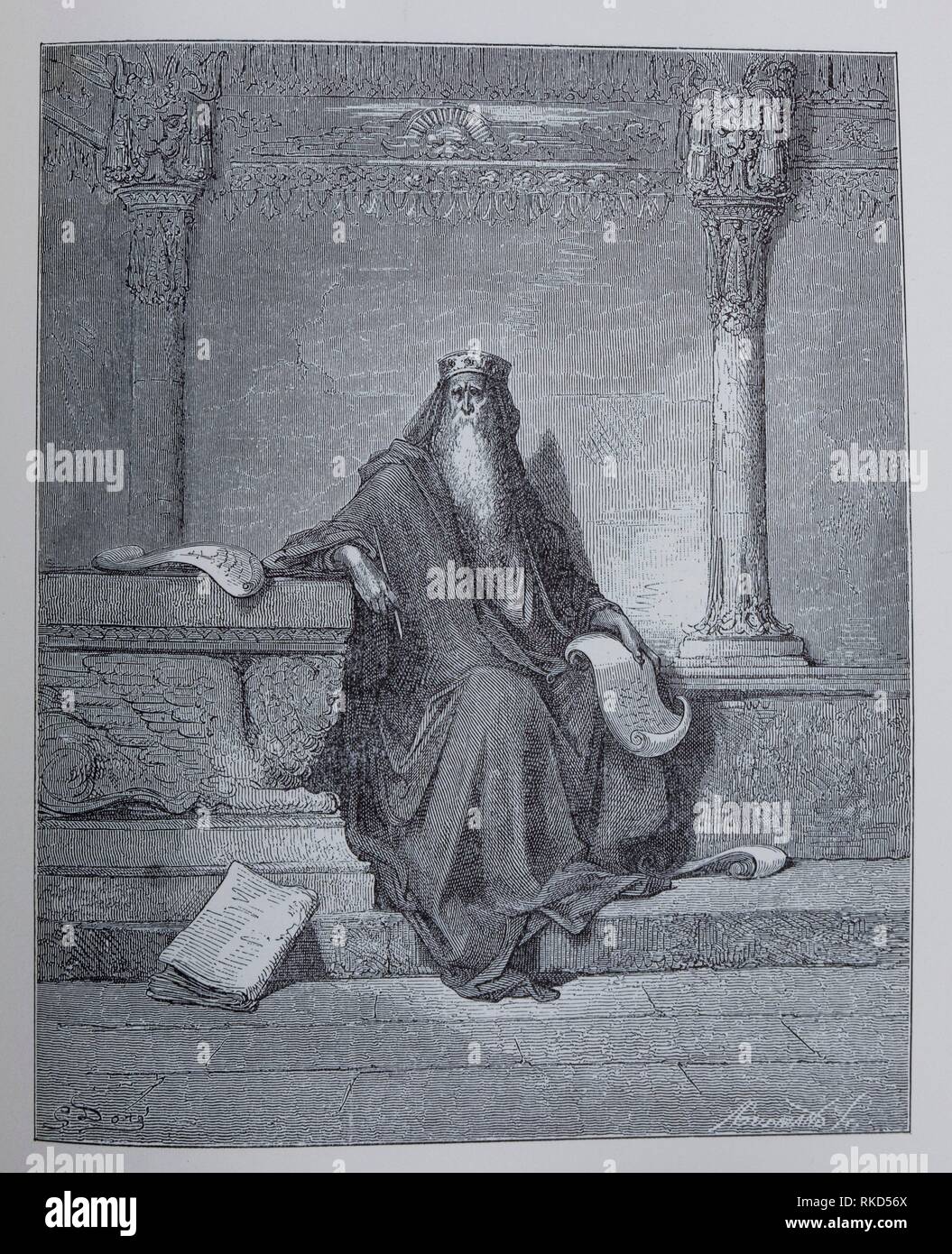 Gustave Doré's illustrations for La Grande Bible de Tours : ""Le roi Salomon,  auteur des proverbes"". In 1866, the French artist, printmaker, and Stock  Photo - Alamy